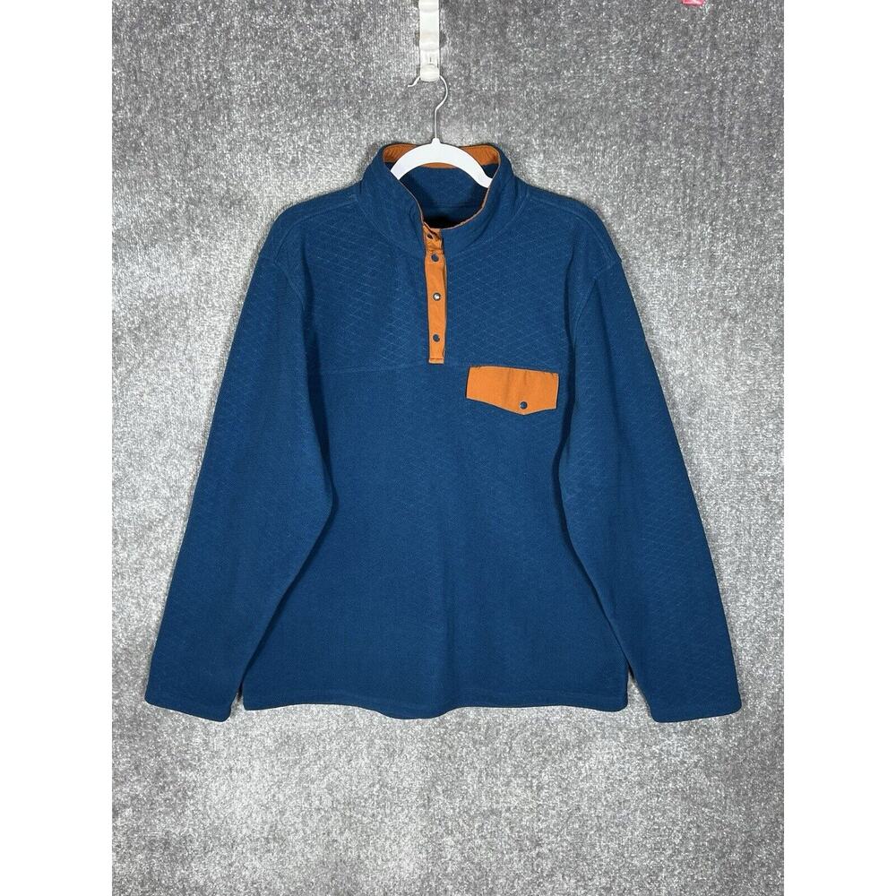 Zyia Active T Snap‎ Fleece Pullover Sweater Mens Size XXXL Blue Pocket